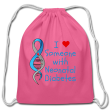 I Heart Someone with Neonatal Diabetes Cotton Drawstring Bag - pink
