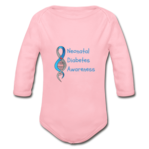 Neonatal Diabetes Awareness Organic Long Sleeve Baby Bodysuit - light pink