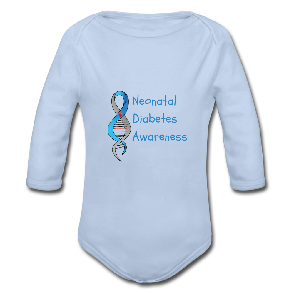 Neonatal Diabetes Awareness Organic Long Sleeve Baby Bodysuit - sky