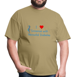 I Heart Someone with Neonatal Diabetes T-Shirt - khaki