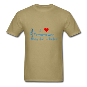 I Heart Someone with Neonatal Diabetes T-Shirt - khaki
