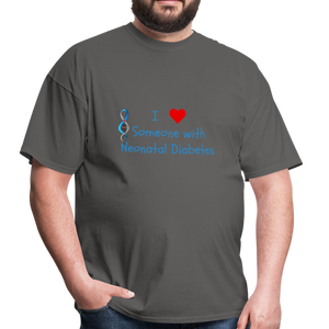 I Heart Someone with Neonatal Diabetes T-Shirt - charcoal