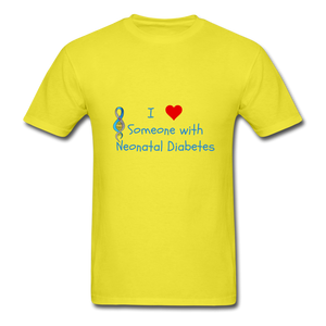 I Heart Someone with Neonatal Diabetes T-Shirt - yellow
