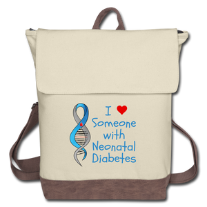I Heart Someone with Neonatal Diabetes Canvas Backpack - ivory/brown