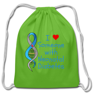 I Heart Someone with Neonatal Diabetes Cotton Drawstring Bag - clover