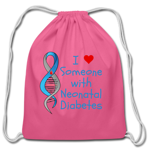 I Heart Someone with Neonatal Diabetes Cotton Drawstring Bag - pink