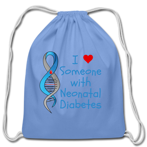 I Heart Someone with Neonatal Diabetes Cotton Drawstring Bag - carolina blue