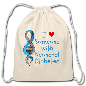 I Heart Someone with Neonatal Diabetes Cotton Drawstring Bag - natural