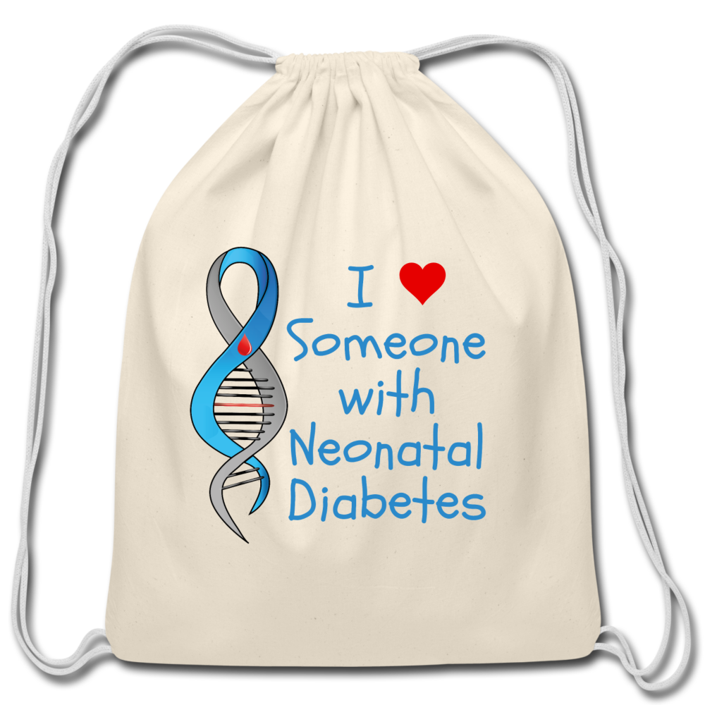 I Heart Someone with Neonatal Diabetes Cotton Drawstring Bag - natural