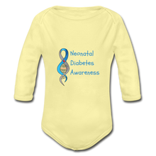 Neonatal Diabetes Awareness Organic Long Sleeve Baby Bodysuit - washed yellow