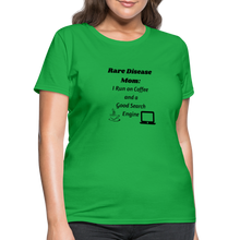 Rare Disease Mom Coffee Search Engine Women's T-Shirt - bright green